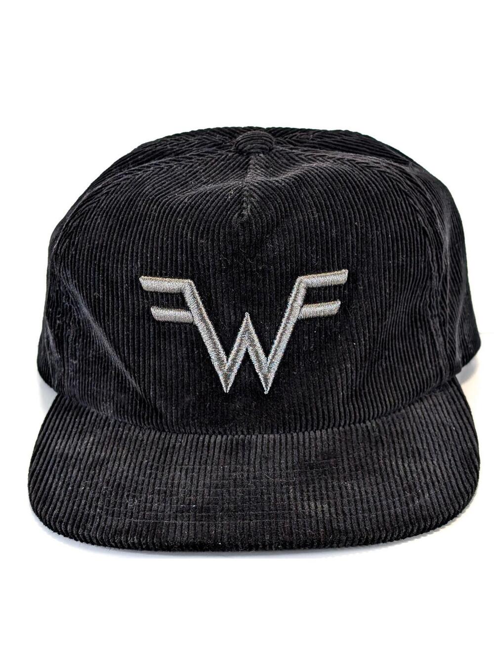 Weezer WF Logo Black Corduroy Snapback Hat Yupoong Classics Cap Tour Band Album